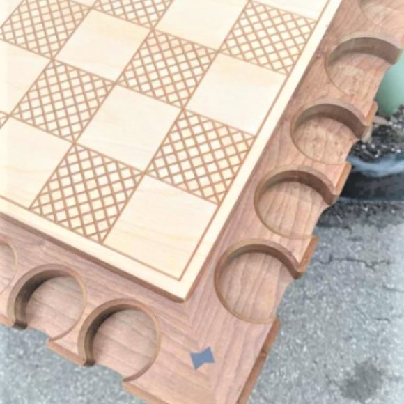 20" x 20" Carved Wood CHESS BOARD Michaud Toys Hand Crafted Pawn Bishop - Picture 4 of 6